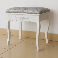 Kosmetinis staliukas su besisukančiu veidrodžiu ir taburete MISTY, baltas