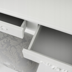 Kosmetinis staliukas su besisukančiu veidrodžiu ir taburete MISTY, baltas