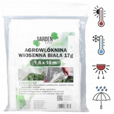 Agroplėvelė 1,6 x 10 m pavasarinė balta 17 g/m²