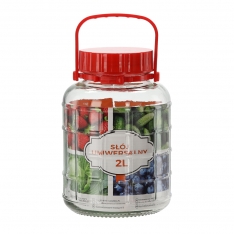 Stiklinis universalus stiklainis 2 L su plastikiniu dangteliu
