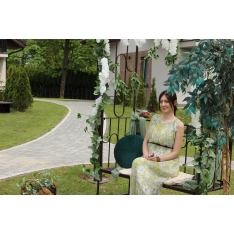 Sodo pergolė su suoliuku, antikinės rudos spalvos, metalinė