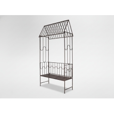 Sodo pergolė su suoliuku, antikinės rudos spalvos, metalinė