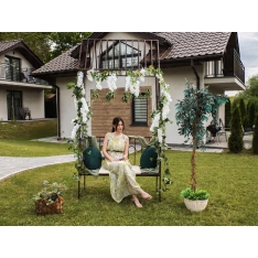 Sodo pergolė su suoliuku, antikinės rudos spalvos, metalinė