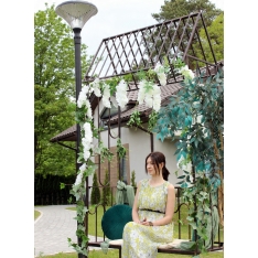 Sodo pergolė su suoliuku, antikinės rudos spalvos, metalinė