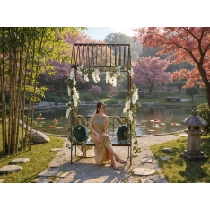 Sodo pergolė su suoliuku, antikinės rudos spalvos, metalinė