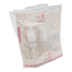 Kelioninių buteliukų rinkinys (4 dalys): 35 ml purškiklis + 50 ml pompa + 2 x 10 g kremo buteliukai