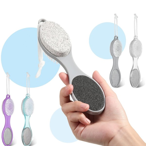 Daugiafunkcis pėdų priežiūros šepetys su pemza ir dilde