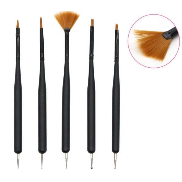 Nagų dailės ir manikiūro teptukų rinkinys (6 vnt.)