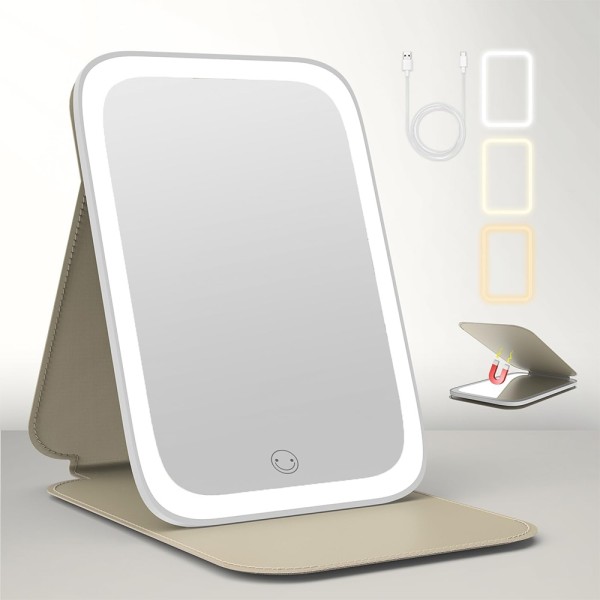 Sulankstomas kosmetinis veidrodis su LED apšvietimu