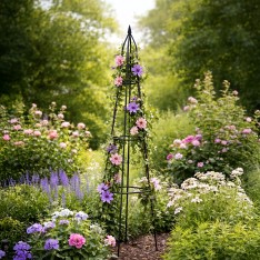 Kūginė sodo pergolė – obeliskas augalams (plieninė, pastatoma)