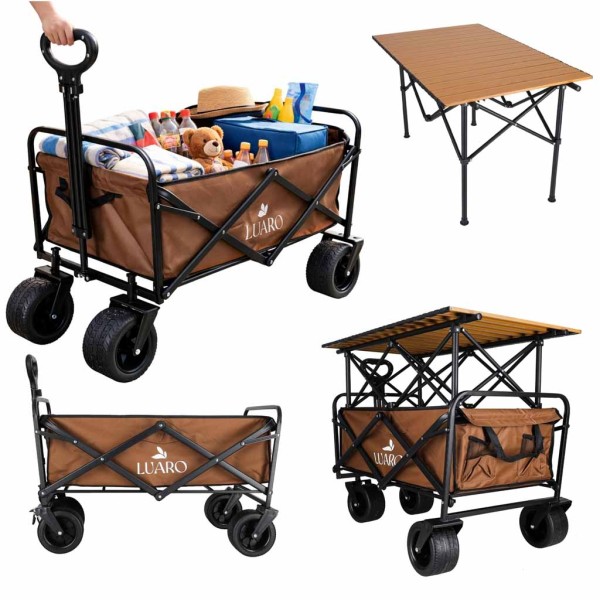 Sulankstomas transportavimo vežimėlis su stalu 2in1