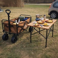 Sulankstomas transportavimo vežimėlis su stalu 2in1