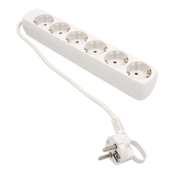 Ilgintuvas/šakotuvas su 6 lizdais (baltas)