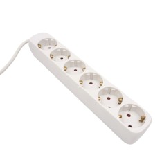 Ilgintuvas/šakotuvas su 6 lizdais (baltas)
