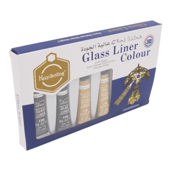 Kontūriniai dažai stiklui „Glass Liner Colour“ (6 vnt. rinkinys)