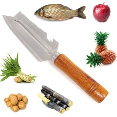 Daugiafunkcinis virtuvinis peilis-skustukas 3in1 su medine rankena